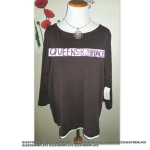 Nwt Women’s Plus Size 3X Brown Top 3/4 Sleeve Jones New York Sport Blouse Tunic
